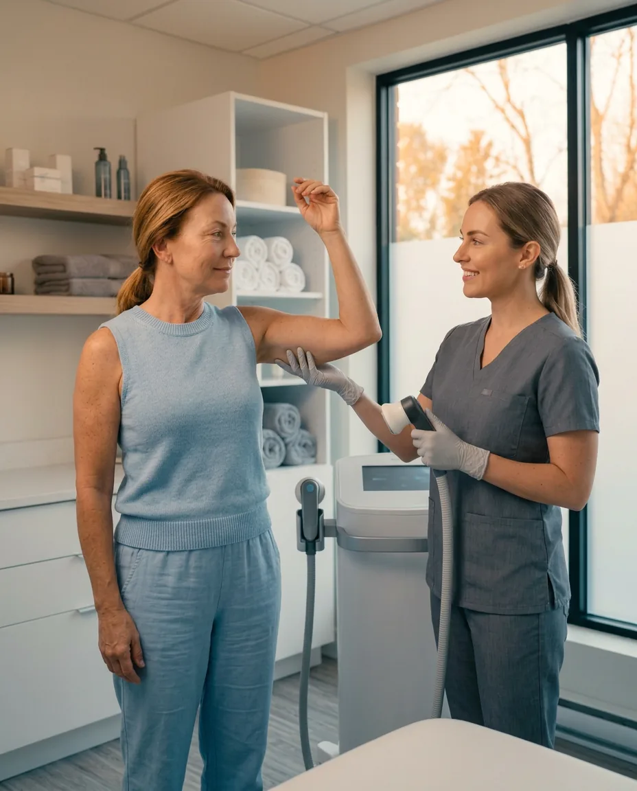 Cryo body sculpting treatment on arm