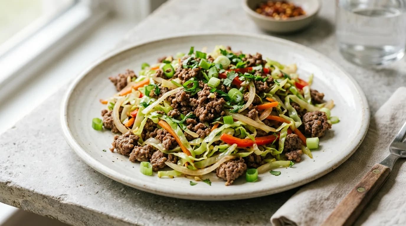 Ground Beef Cabbage Stir Fry