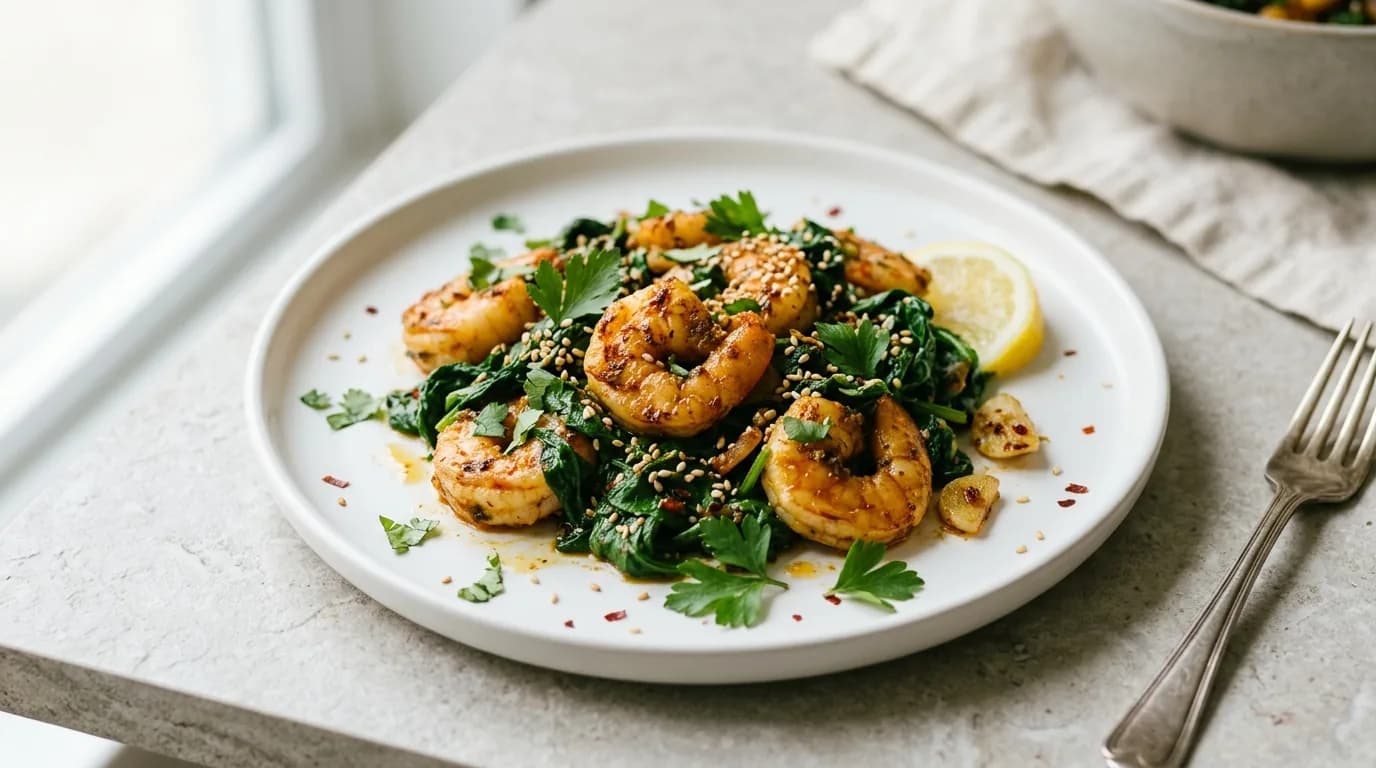 Moroccan Shrimp with Spinach