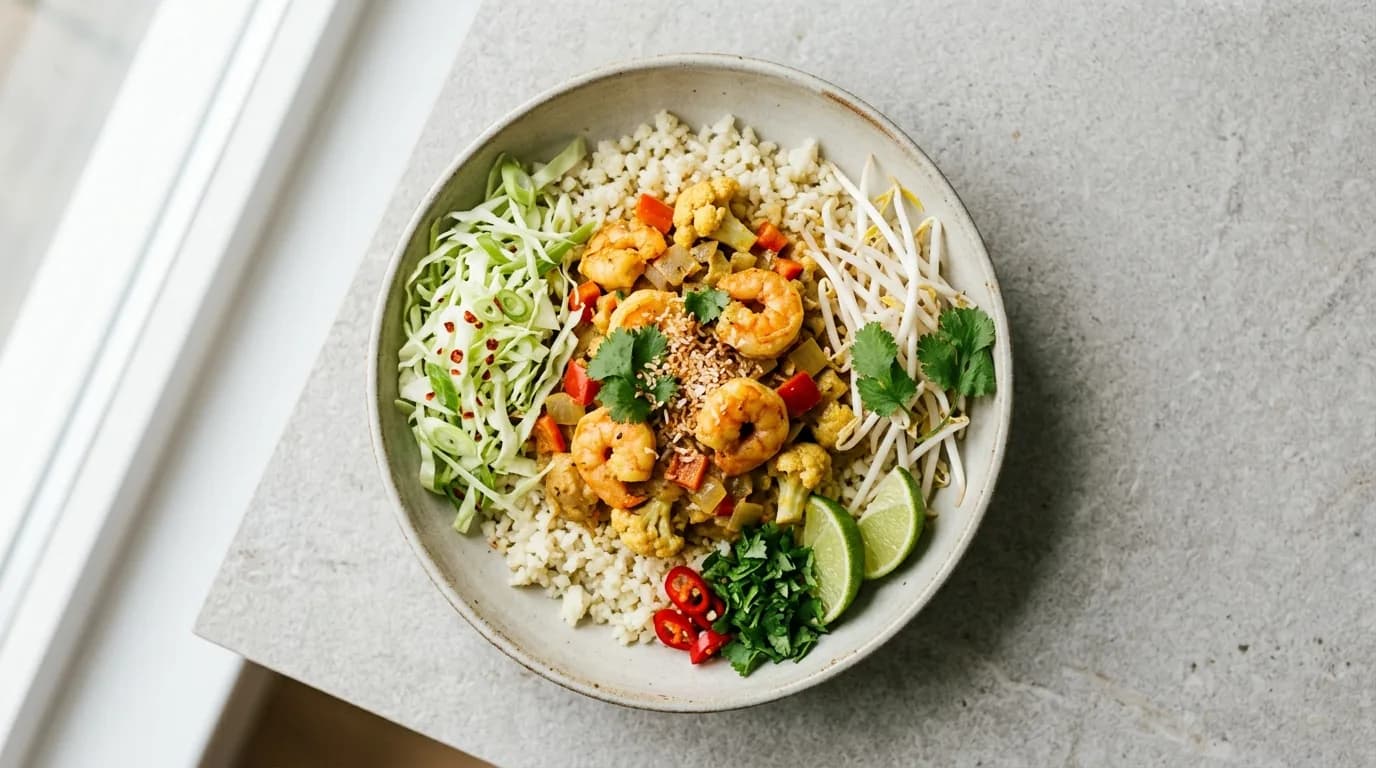 Shrimp Curry Cauliflower Rice Bowl