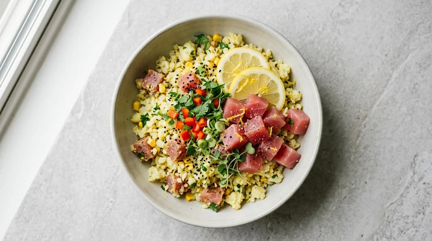 Yellowfin Citrus Cauliflower Rice Bowl