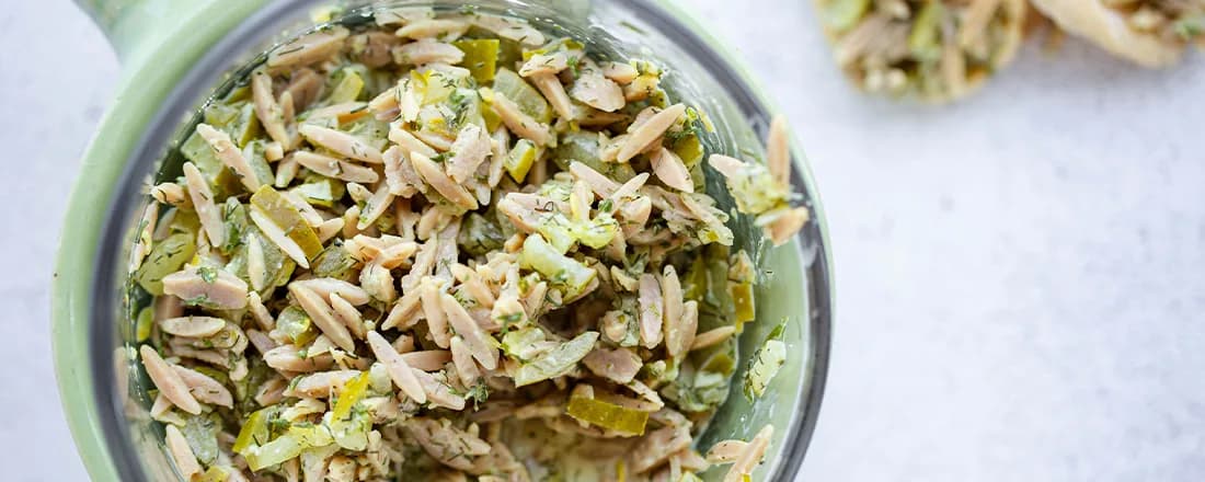Bold Dill Pickle Orzo Pasta Salad